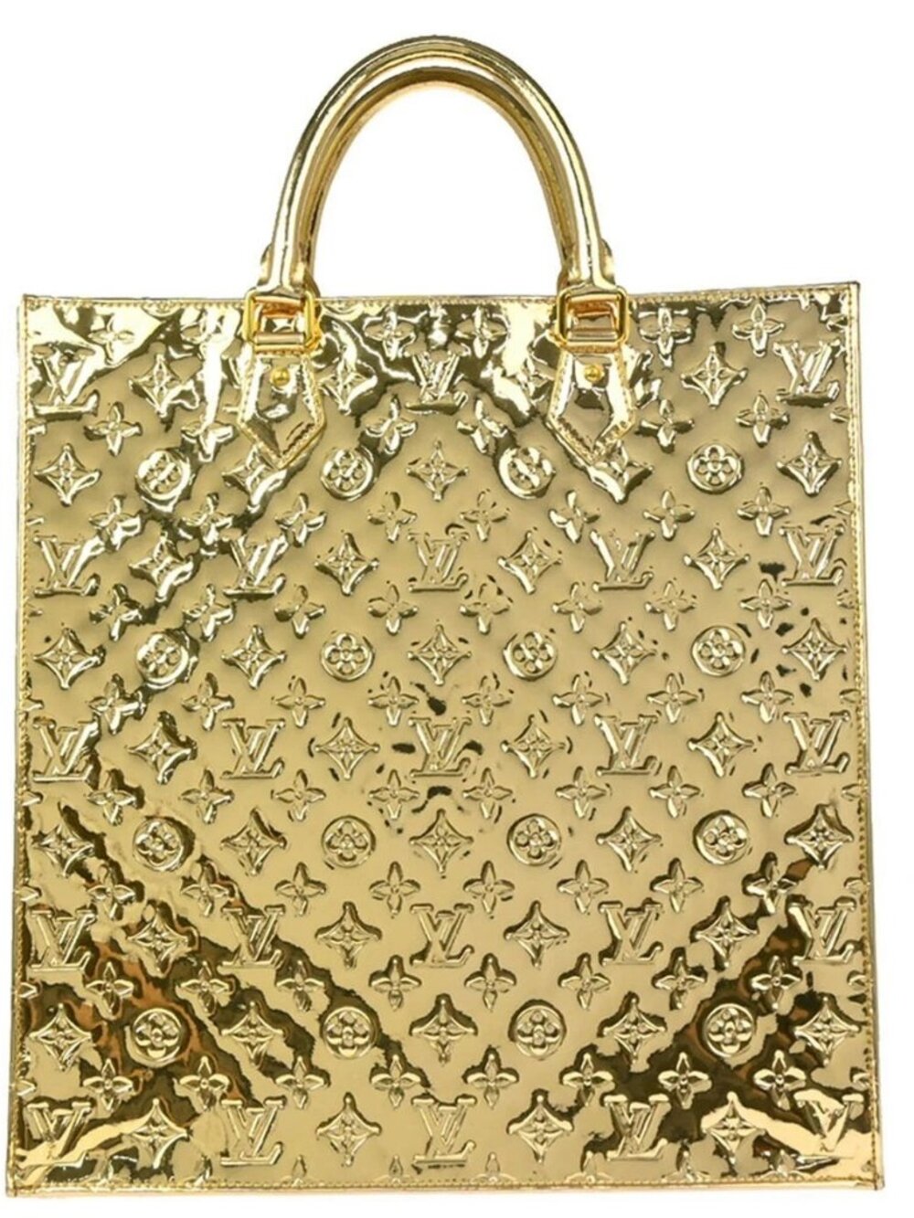Louis Vuitton Gold Monogram Miroir Sac Plat Tote Handbag M40268 FO4019 134462